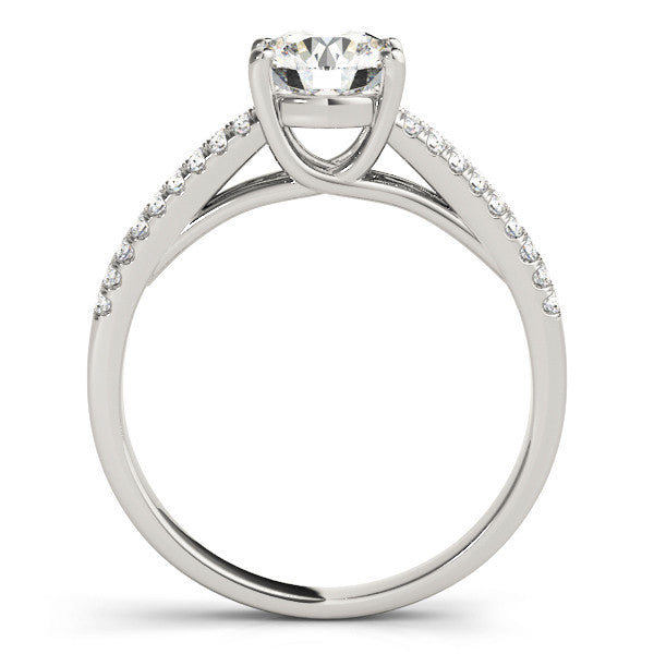 Silver Round Solitaire Split Shank Pavé Diamond Engagement Ring