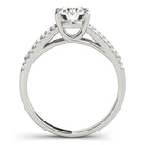14K White Gold 3.03 Carat F VS1 Round Solitaire Split Shank Pavé Diamond Engagement Ring