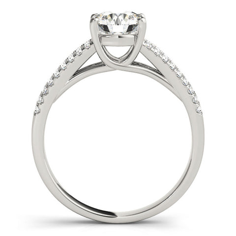 Silver Round Solitaire Split Shank Pavé Diamond Engagement Ring