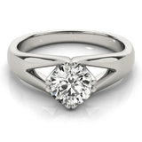 Silver Round Solitaire Split Shank Prong Set Ring
