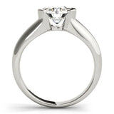 Silver Round Solitaire Tension Set Diamond Ring with Split Shank Band 1