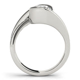 Silver Round Solitaire Tension-Set Diamond Split Shank Ring