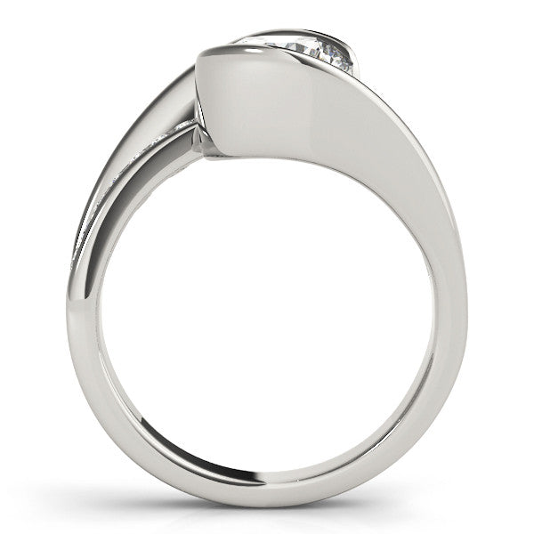 White gold Round Solitaire Tension-Set Diamond Split Shank Ring