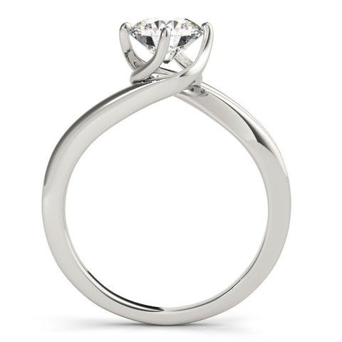 Silver Round Solitaire Twist Band Engagement Ring with Four-Prong Setting