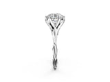 Silver Round Solitaire Twist Band Six-Prong Setting 3