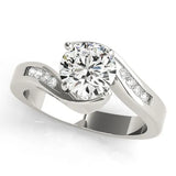 Silver Round Solitaire Twist Band with Channel Set Diamonds and Four-Prong Setting 1