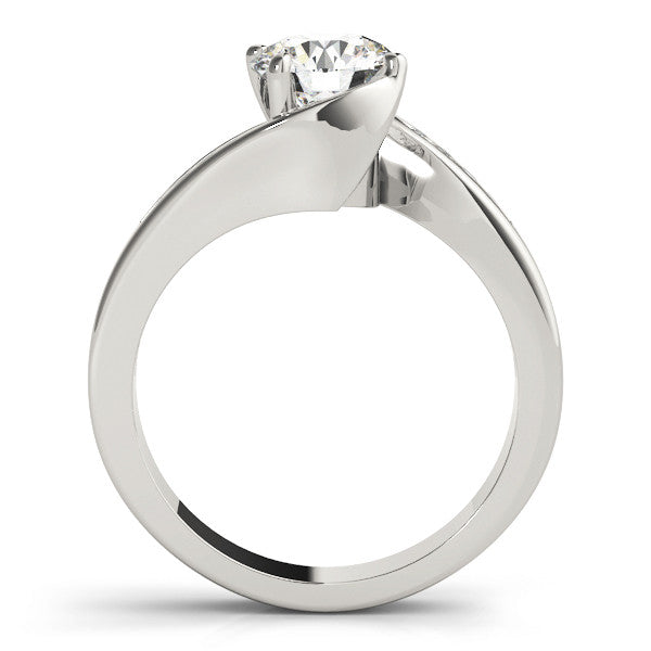 Silver Round Solitaire Twist Band with Channel Set Diamonds and Four-Prong Setting 2