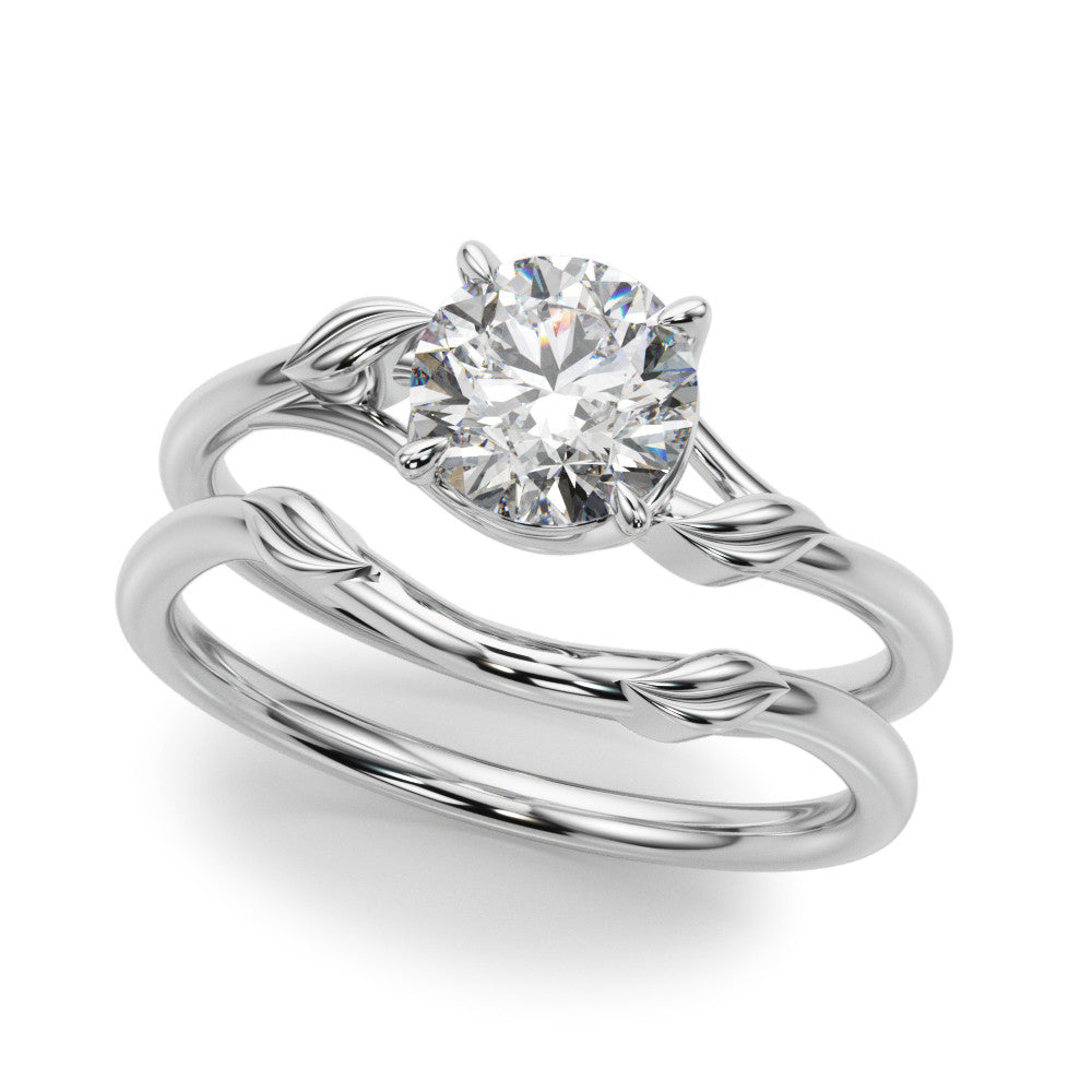 Silver Round Solitaire Twist Band with Four-Prong Setting 2