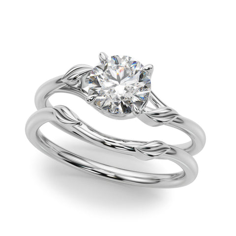 Silver Round Solitaire Twist Band with Four-Prong Setting 2