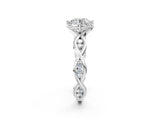 Silver Round Solitaire Twist Band with Leaf Prong Setting 3