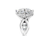 Silver Round Solitaire Twist Band with Leaf Prong Setting