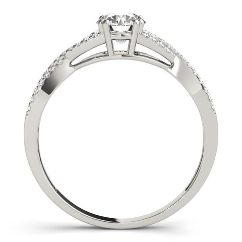 Silver Round Solitaire Twist Band with Pavé Setting and Four-Prong Setting 1