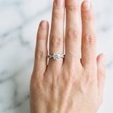 Silver Round Solitaire Twist Pave Diamond Engagement Ring with Prong Setting_21