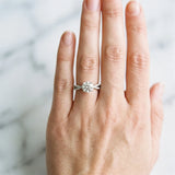 Silver 1.17 Carat D VS1 Round Solitaire Twist Pave Diamond Engagement Ring with Prong Setting