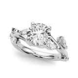 Silver Round Solitaire Twisted Band Marquise Accent Prong Setting Ring 1