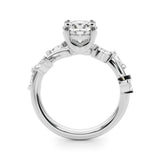 Silver Round Solitaire Twisted Band Marquise Accent Prong Setting Ring