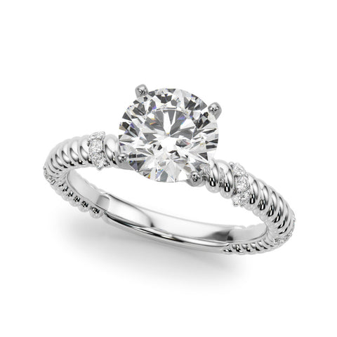 Silver Round Solitaire Twisted Band Prong Set Engagement Ring 2