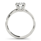 Silver Round Solitaire Twisted Band Ring with Four-Prong Setting 2