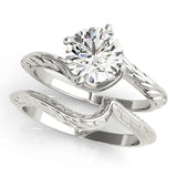 Silver Round Solitaire Twisted Band with Four-Prong Setting 1