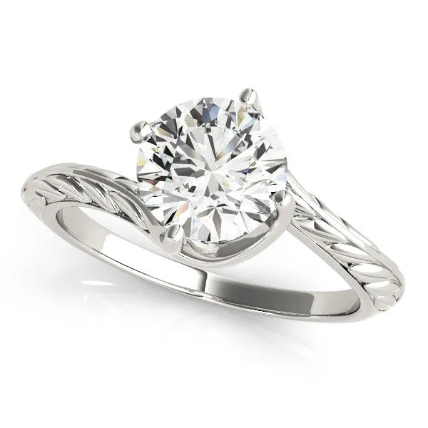 Silver Round Solitaire Twisted Band with Four-Prong Setting