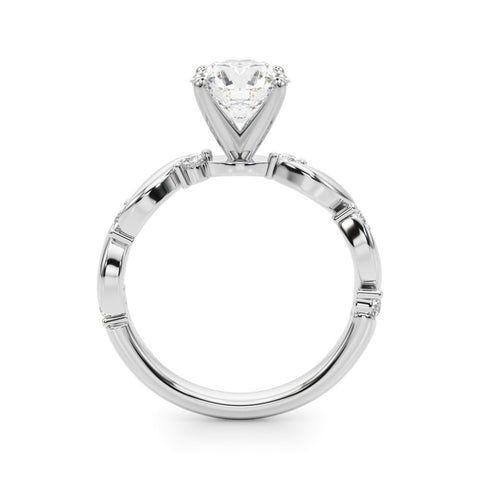 Silver Round Solitaire Twisted Band with Prong Setting 1