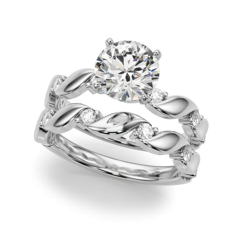 Silver Round Solitaire Twisted Band with Prong Setting
