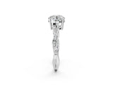 Silver Round Solitaire Twisted Pave Diamond Ring with Four-Prong Setting_2