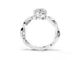 Silver Round Solitaire Twisted Pave Diamond Ring with Four-Prong Setting_3