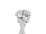 Silver Round Solitaire Twisted Pave Diamond Ring with Four-Prong Setting_5
