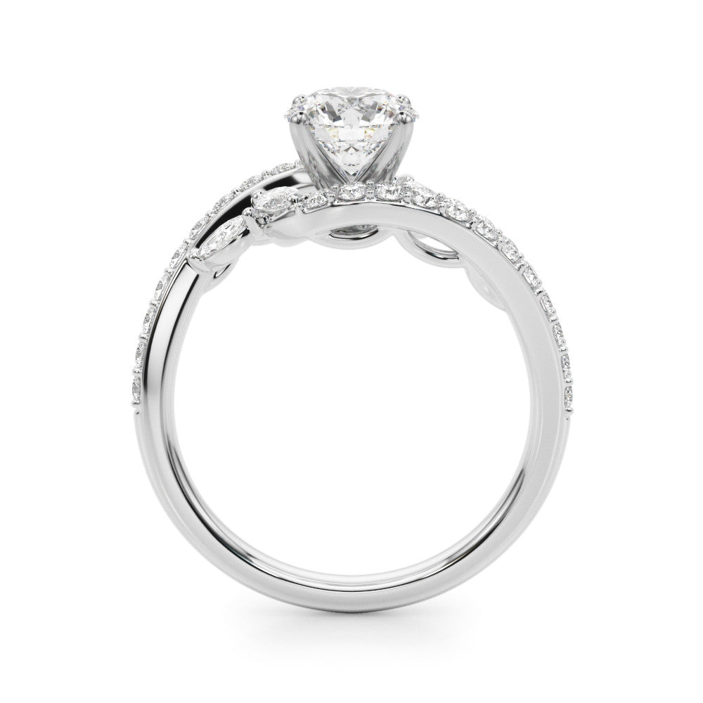 Silver Round Solitaire with Pavé Twist Band and Four-Prong Setting 1