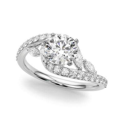 Silver Round Solitaire with Pavé Twist Band and Four-Prong Setting 2