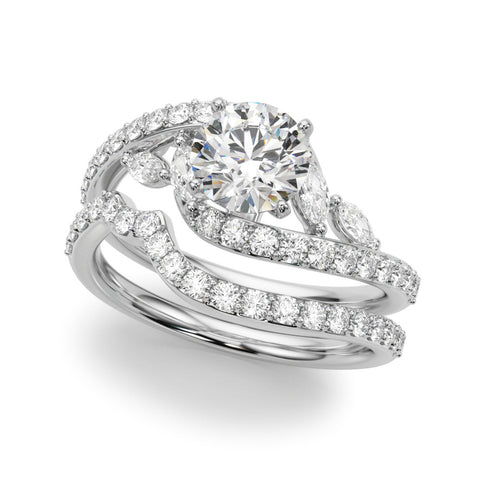 Silver Round Solitaire with Pavé Twist Band and Four-Prong Setting