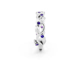 Silver Round Tanzanite Leaf Eternity Band with Bezel Setting_2