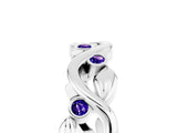 Silver Round Tanzanite Leaf Eternity Band with Bezel Setting_5
