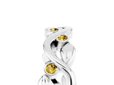 Silver Round Yellow Sapphire Leaf Eternity Band with Bezel Setting_5