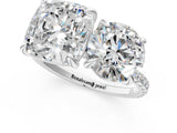 Silver Round and Cushion Toi Moi Ring with Prong Setting and Pave Band 1