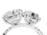Silver Round and Cushion Toi Moi Ring with Prong Setting and Pave Band 4