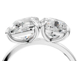 Silver Round and Emerald Toi Moi Ring with Prong Setting and Plain Band 4