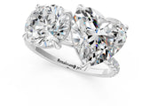 Silver Round and Heart Toi Moi Ring with Prong Setting and Pave Band 1