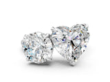 Silver Round and Heart Toi Moi Ring with Prong Setting and Pave Band
