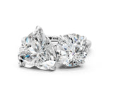 Silver Round and Heart Toi Moi Ring with Prong Setting and Plain Band