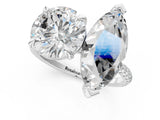 Silver Round and Marquise Toi Moi Ring with Prong Setting and Micro Pave Band 1