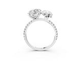 Silver Round and Marquise Toi Moi Ring with Prong Setting and Micro Pave Band 3