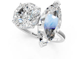 Silver Round and Marquise Toi Moi Ring with Prong Setting and Plain Band 1