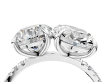 Silver Round and Oval Toi Moi Ring with Prong Setting and Micro Pave Band 4