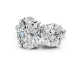 Silver Round and Oval Toi Moi Ring with Prong Setting and Pave Band