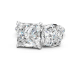 Silver Round and Princess Toi Moi Ring with Prong Setting and Micro Pave Band