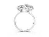 Silver Round and Princess Toi Moi Ring with Prong Setting and Plain Band 3