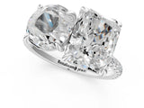 Silver Round and Radiant Toi Moi Ring with Prong Setting and Micro Pave Band 1