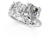 Silver Round and Radiant Toi Moi Ring with Prong Setting and Pave Band 1
